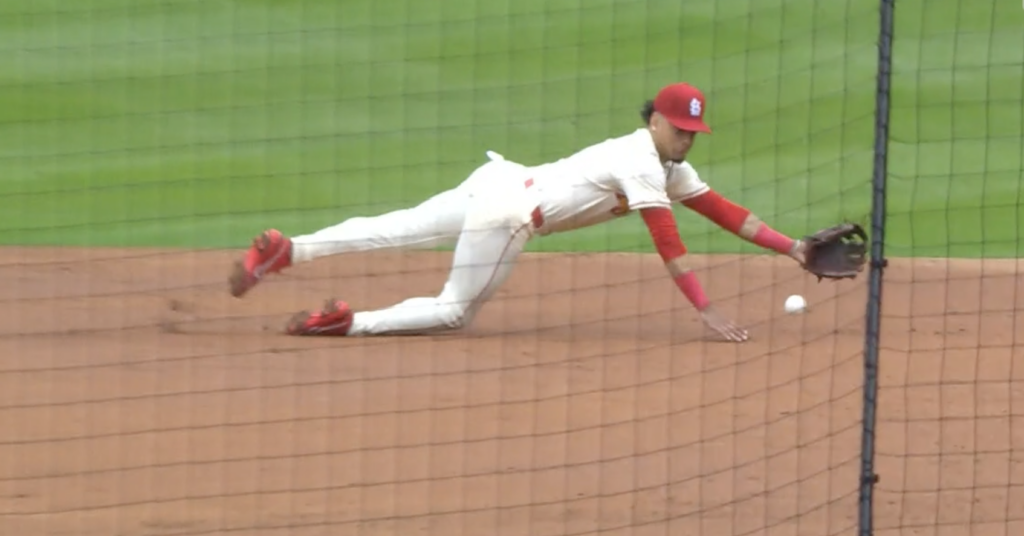 Masyn Winn starting a Double Play